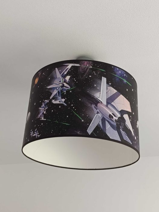 Lampa sufitowa abażur wisząca kosmos statki sci-fi do pokoju chłopca