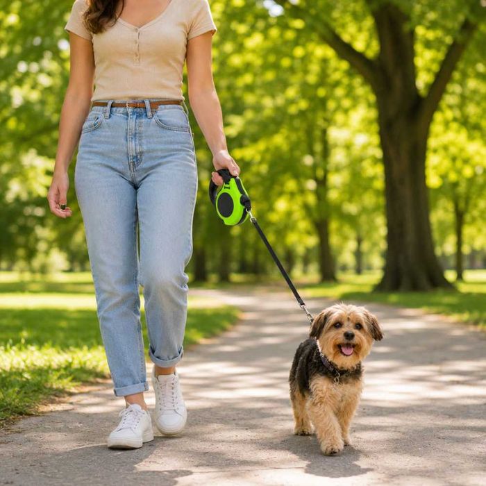 Smycz Automatyczna Dla Psa 5m Do 15kg Zwijana Taśma Mocna
