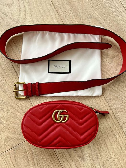 Сумка клатч поясная GUCCI Marmont натуральная кожа