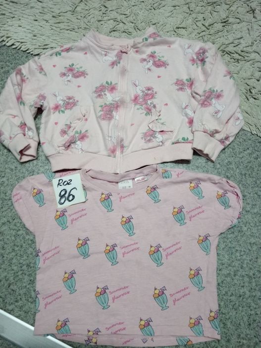 Bluza rozpinana i koszulka roz.86.