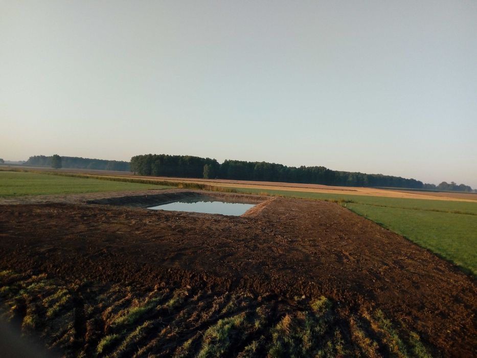Kopanie Stawów , Oczek wodnych, Staw wykopanie koparka