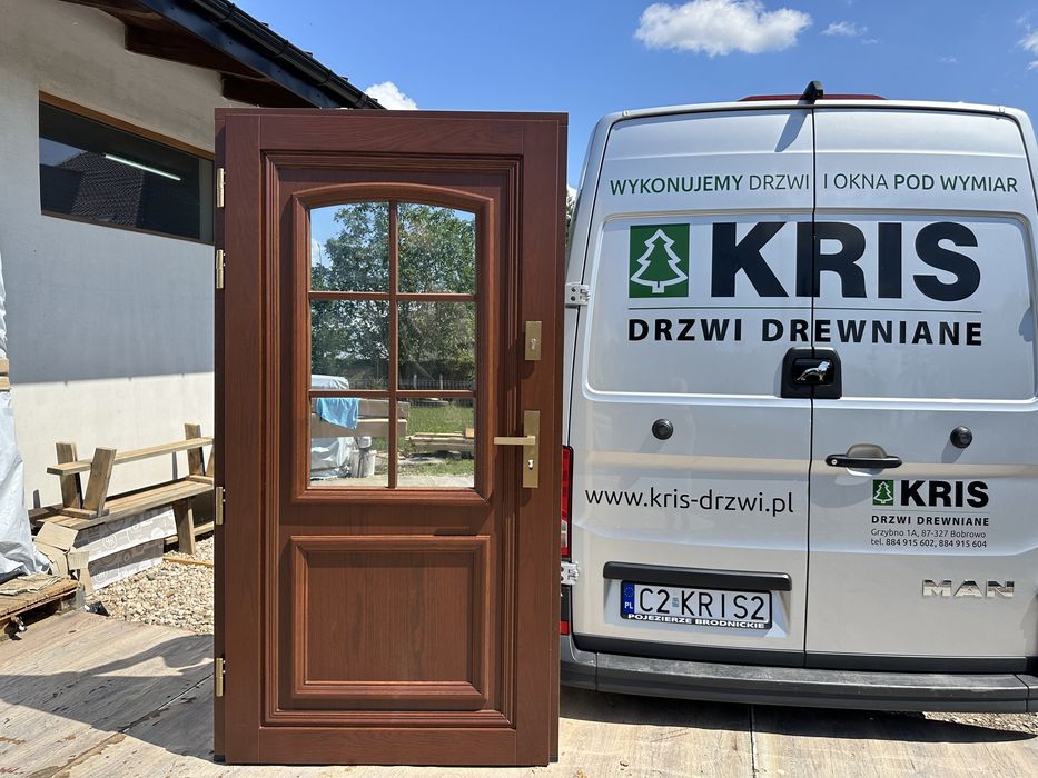 Drzwi zewnętrzne drewniane Czyste powietrze Amerykańskie Montaż Polska