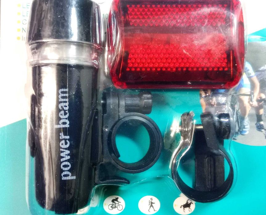 Kit Lanterna farol LED + luz presença bicicleta
