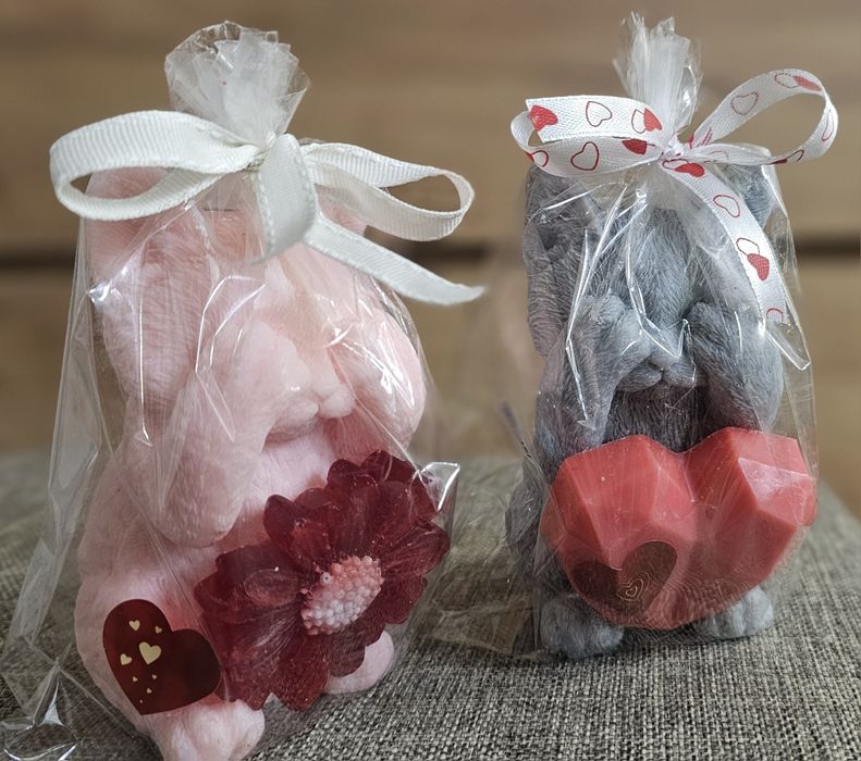 Kot świeca sojowa + serce mydło na walentynki