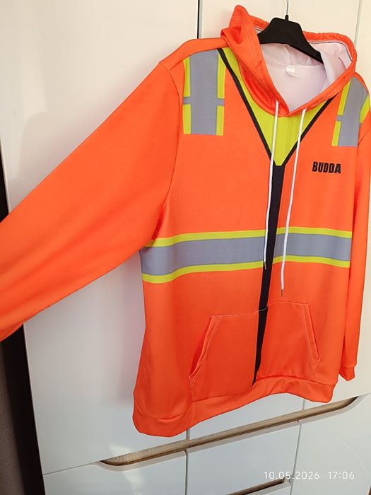 Nowa bluza męska 2XL pomarańczowa BUDDA neon odblaski