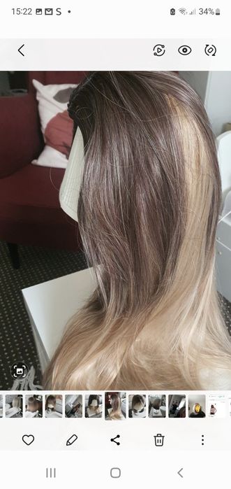 Peruka dlugie wlosy blond i brąz