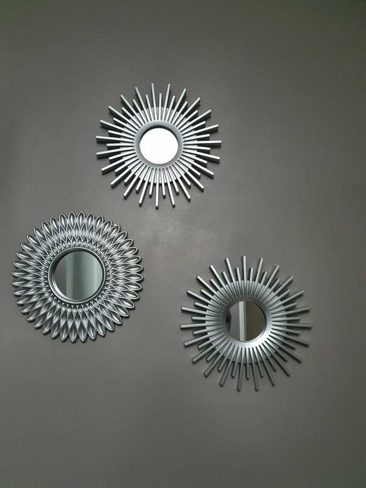 Dekoracja zestaw 3 luster w ramkach do domu na ścianę
