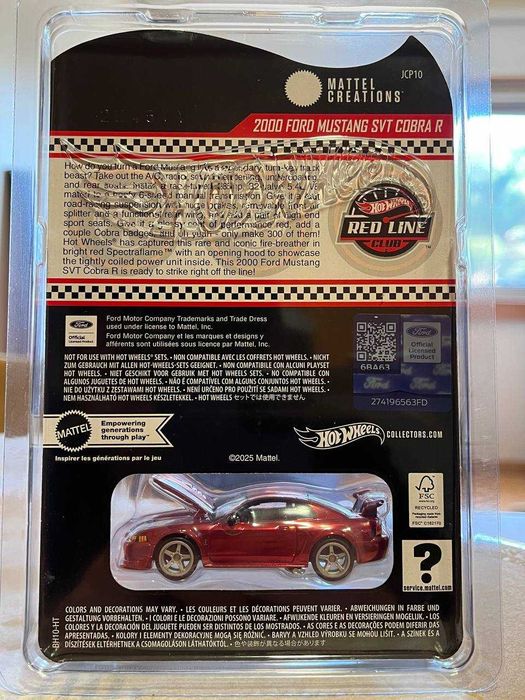 Hot Wheels RLC Exclusive 2000 Ford Mustang SVT Cobra R