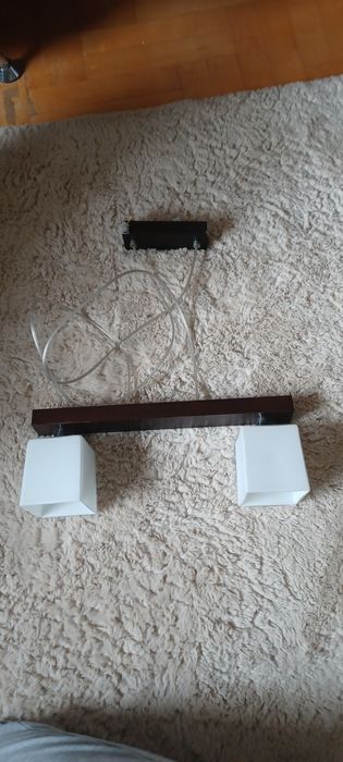 Lampa wisząca lampy dwie drewno brązowe ciemne