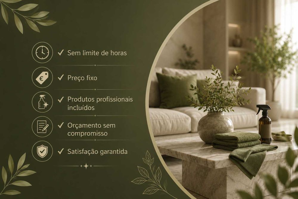 Limpeza Profunda Premium de casa Produtos profissionais incluídos Preço fixo