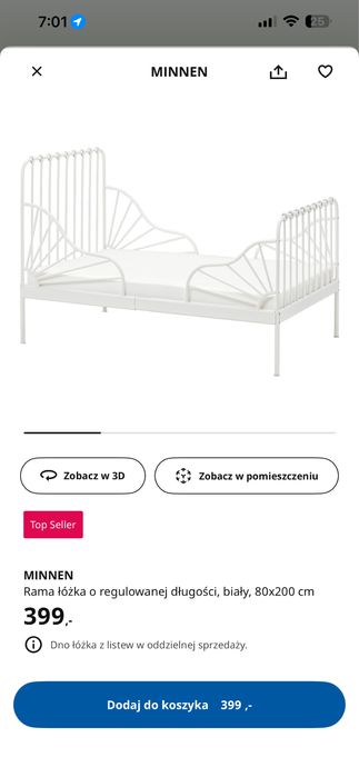 Łóżko IKEA MINNEN 200cm x 80 cm