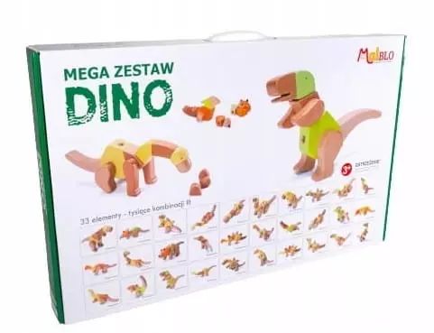 Klocki drewniane Mega zestaw Dino 3+ Malblo