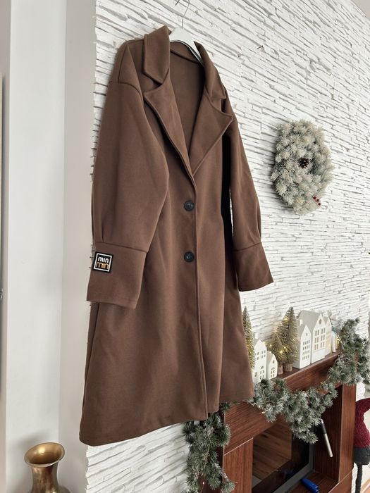 Długi Płaszcz wiosenny damski L XL 2XL wiosenny płaszczyk z naszywką M