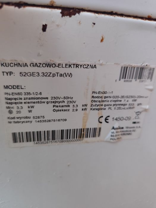 Kuchenka gazowa Amica