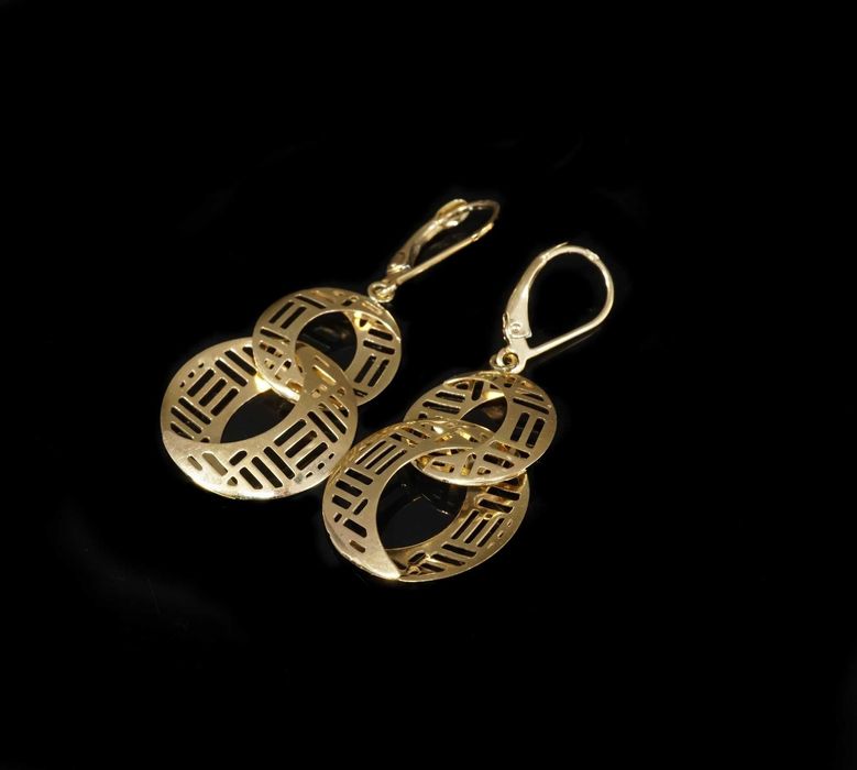 Złoto 585 - Złote kolczyki damskie wiszące