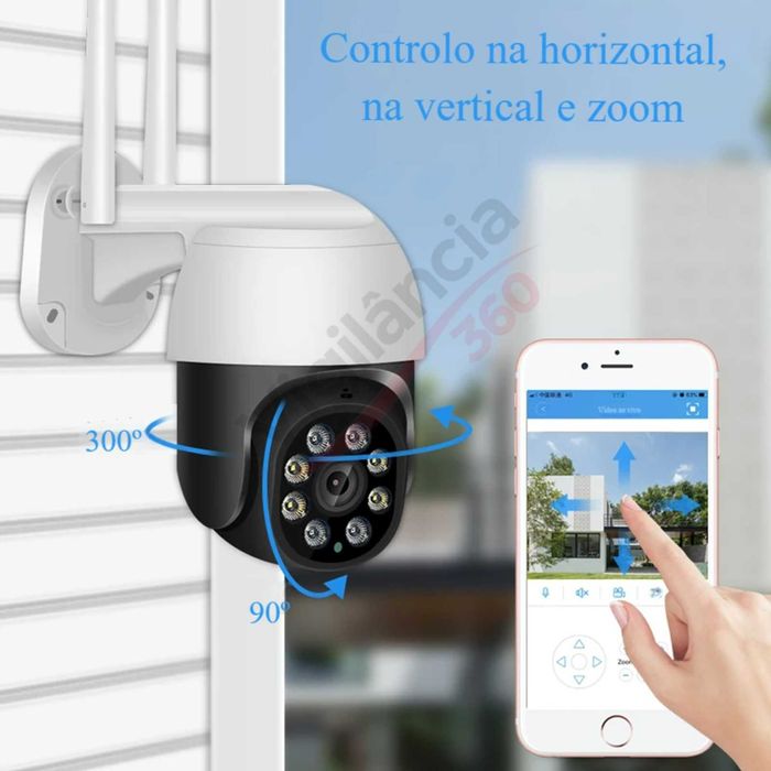 Câmara WiFi PTZ FullHD Zoom 5X Visão Noturna a Cores IP66 ONVIF -NOVA