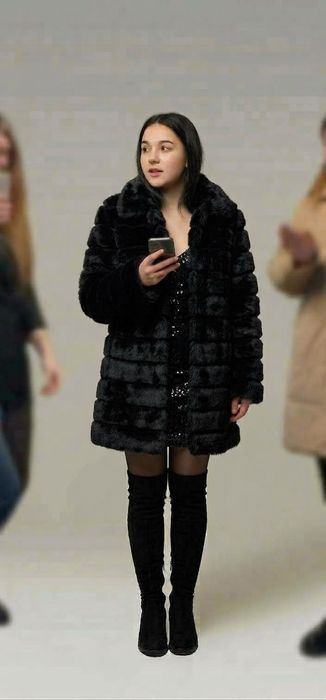 Еко шуба, шубка зі штучного хутра чорна New look розмір 42-44