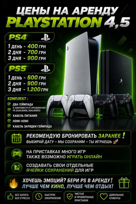 Аренда консолей PlayStation 5 | PlayStation 4 | Прокат