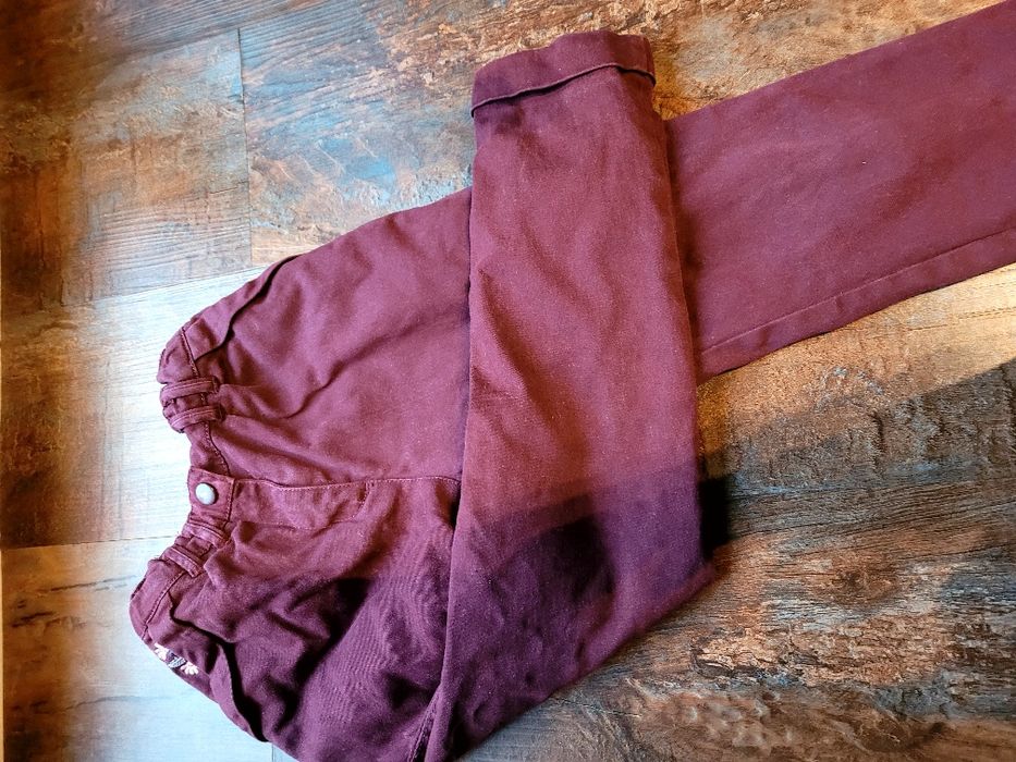Bordowe spodnie 122 ocieplane