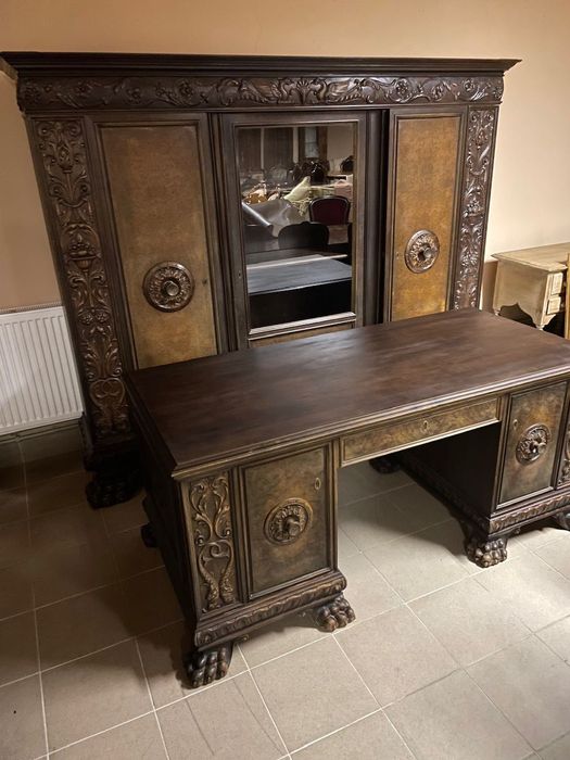 Gabinet Komplet Mebli Biblioteka + Biurko Lwie Łapy Zestaw