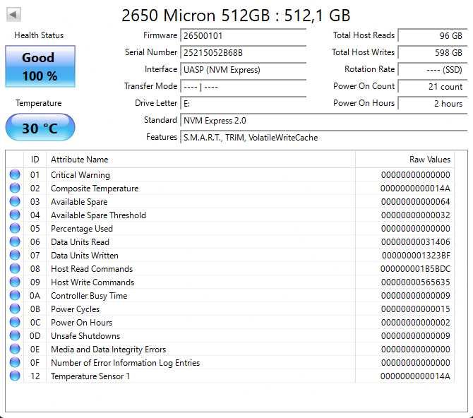 SSD Micron (Crucial) 2650 512GB NVMe M.2 2230 Gen4 TLC NAND (7000MB/s) + Oferta Adaptador 2280
