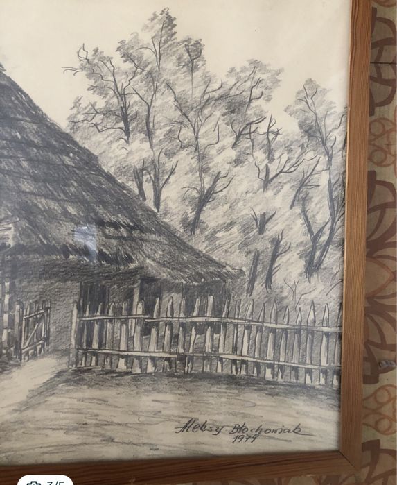 Obraz w drewnianej ramie Aleksy Błochowiak 1979 r.