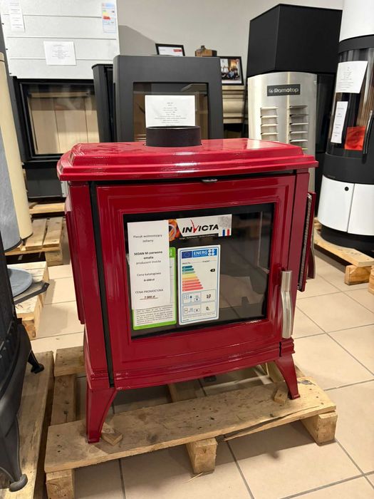 Piec piecyk wolnostojący Invicta koza kominek Sedan czerwony WYPRZEDAŻ
