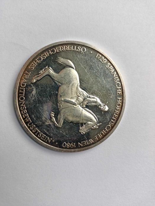 Austria Hofreitschule 1980 Medal Srebro Ag 925 waga 35 gram