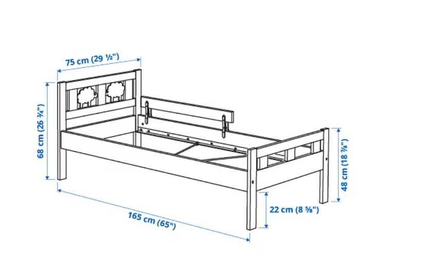 cama de criança branca (modelo KRITTER) 70x160 cm