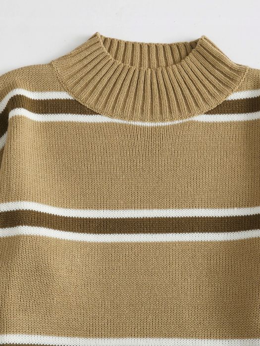 Sweter Casual W Paski Z Obniżonymi Ramionami L 40