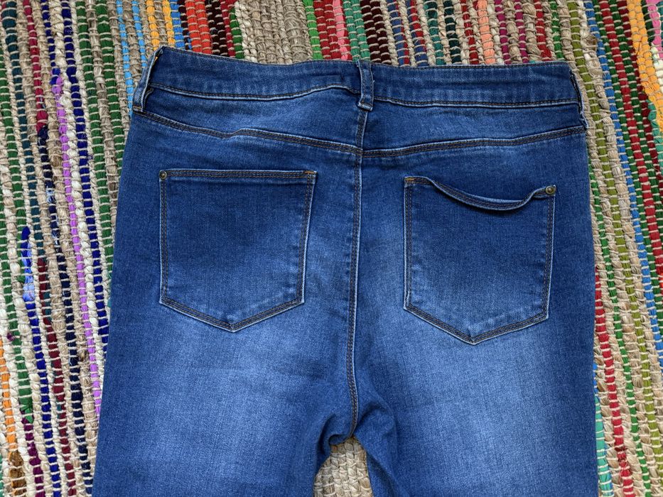 Джинсы стрейч синие клеш высокая средняя талия 38 36 flared bootcut