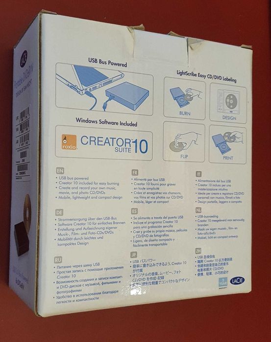 Unidade de DVD+-R/RW portátil Lacie USB 2.0 8x design por Sam Hecht