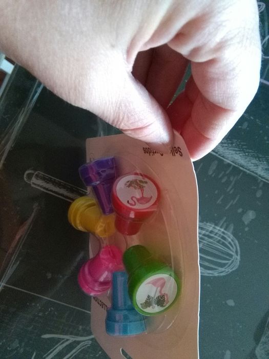 Set Secretária Vermelho(afia,agrafadoretc)Carimbos Flamingo 6 unidades