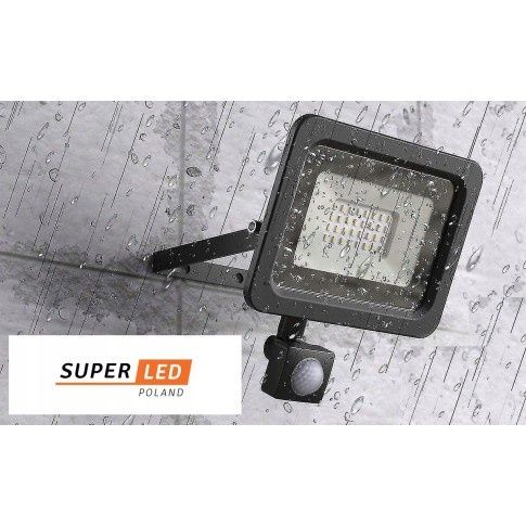 Naświetlacz halogen LED 20W z czujnikiem ruchu biały zimny SuperLED