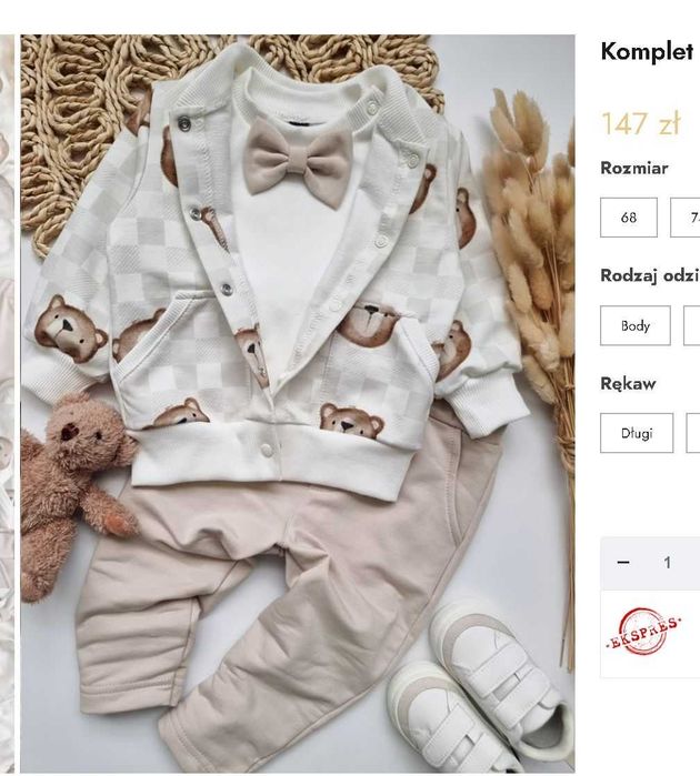 komplet fabryka bodziaków rozmiar 74 chłopczyk