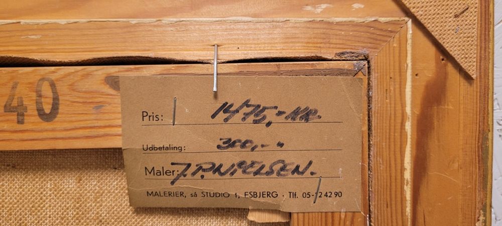 Obraz olejny J.P. Nielsen, 45×55 cm, oryginalna etykieta galerii