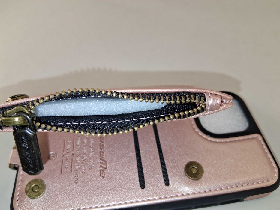 Y089 Wielofunkcyjne Etui Portfel CaseMe do iPhone 14 - Różowe Smycz