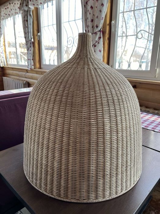 Плетена люстра/ абажур d 60 см— ротанг, скандинавський стиль
