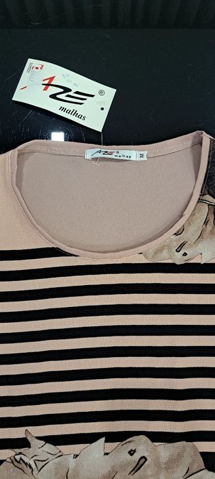 Blusa de senhora Rosa e castanho