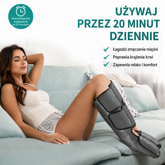Masażer do nóg i stóp z kompresją powietrzną, żylaki, niewydolność kończyn dolnych