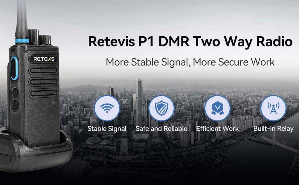 Retevis P1, superhet, DMR Repeater SFR, AES256, UHF, DMR 10W