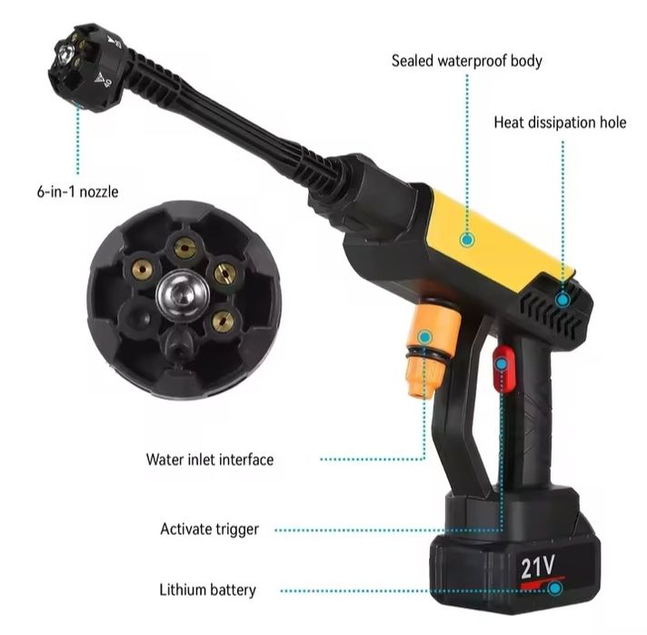 Pistola de Lavagem / Lavadora a Alta Pressão a bateria