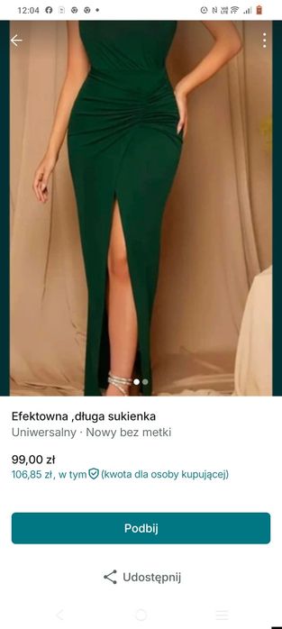 Efektowna sukienka na 1 ramię