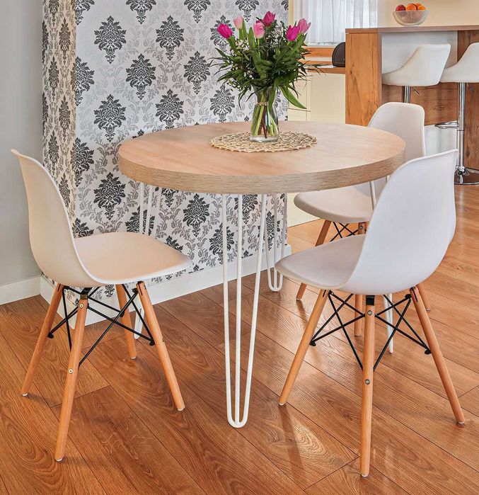 Stół okrągły, rozkładany, loft, industrial