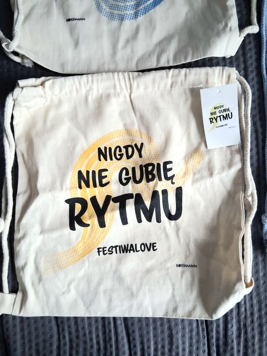 Zestaw toreb materiałowych torboplecak festiwal Rossmann worek