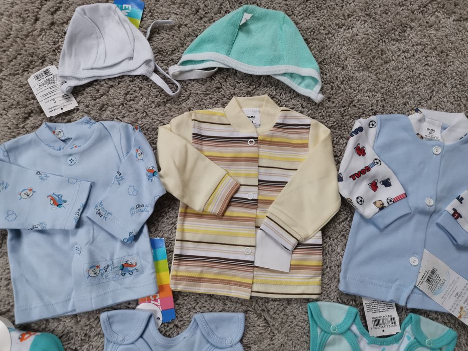 NOWA wyprawka paka niemowlęca śpiochy kaftanik czapki rajstopy 62