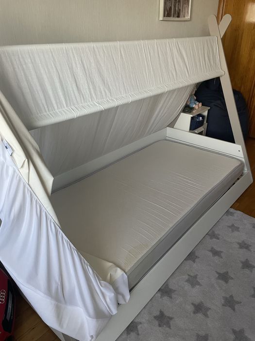 Cama de solteiro de criança com colchão 200x90cm