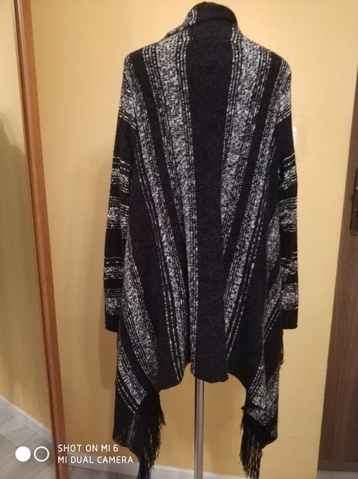 Kardigan przód asymetryczny elegancki modny ciepły miękki wygodny L/XL