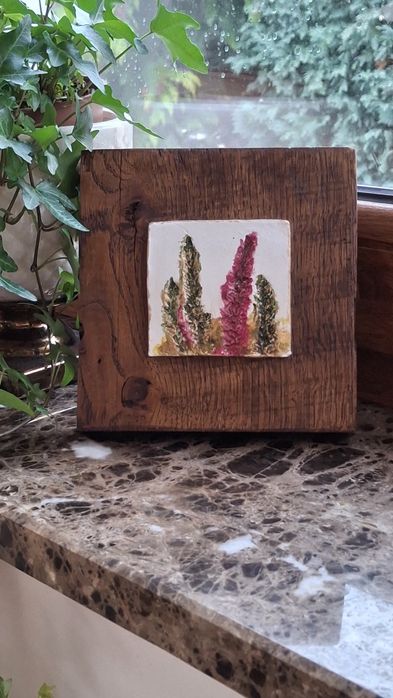 Obrazek na dębowej desce- rękodzieło