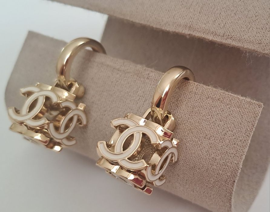 Duże, przepiękne kolczyki cc kostki Premium lv ysl